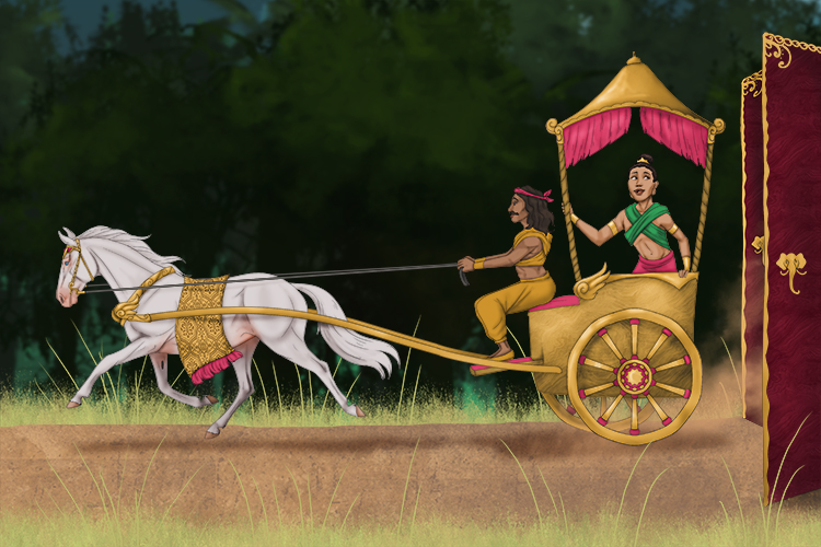 He set off from the palace in a chariot driven by his chariot driver who's name was Channa.